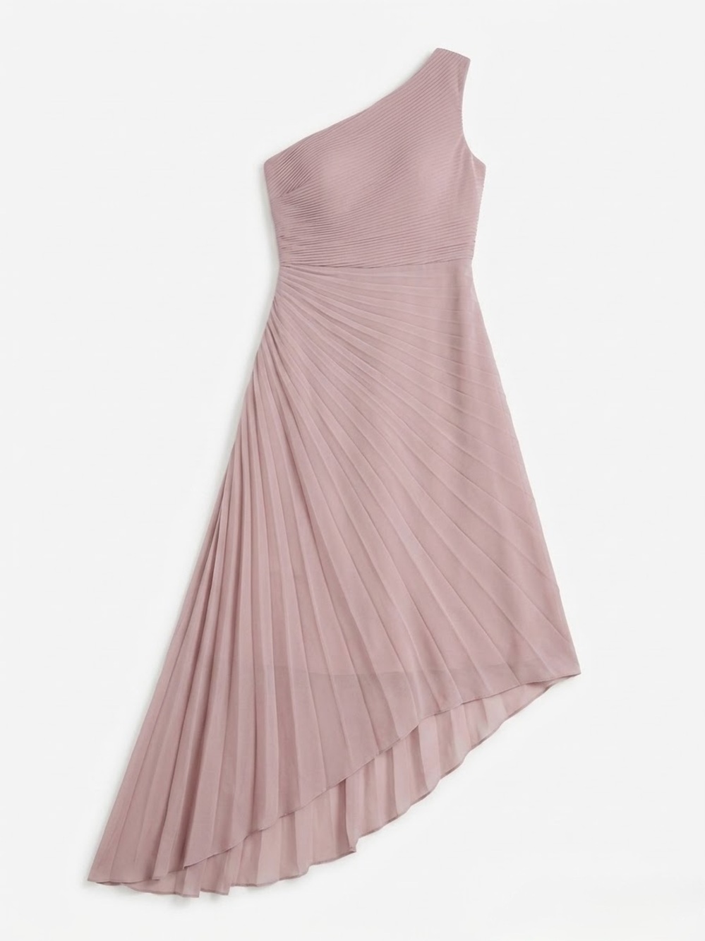 ASOS One-Shoulder Pleated Midi Dress in Dusty Rose